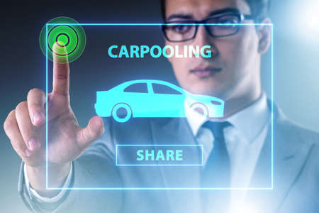 Businessman in carpooling and carsharing conceptの写真素材