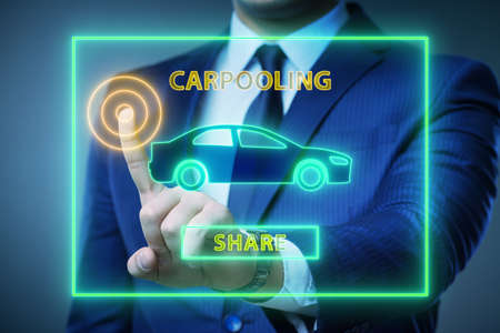 Businessman in carpooling and carsharing concept