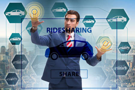 Businessman in carpooling and carsharing conceptの写真素材