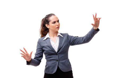 Young businesswoman isolated on white backgroundの写真素材