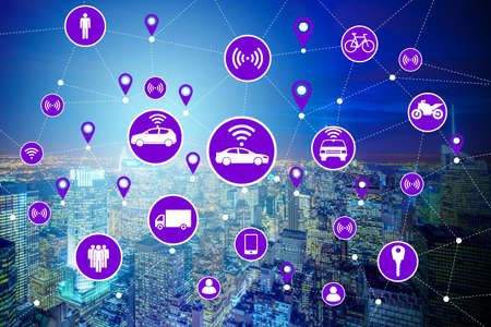 Ridesharing and carpooling concept in the city