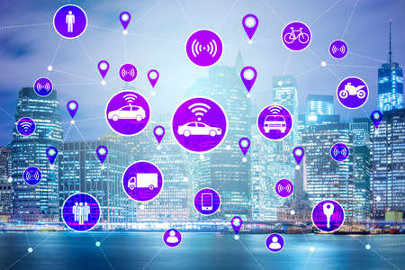 Ridesharing and carpooling concept in the city