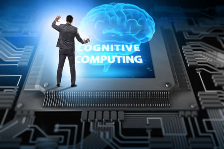 Cognitive computing concept as future technology with businessmanの写真素材