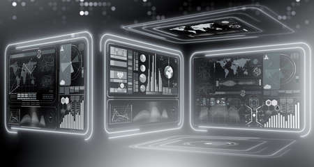 Abstract data room with futuristic design - 3d renderingの写真素材
