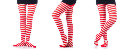 Woman with long legs and stockingsの写真素材