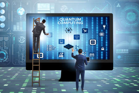 Concept of quantum computing with businessmanの写真素材
