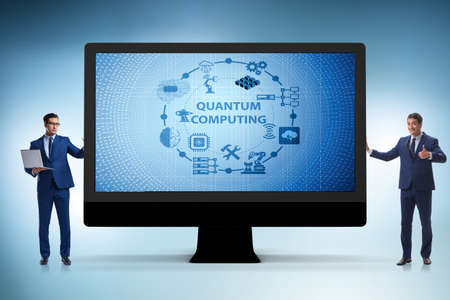 Concept of quantum computing with businessmanの写真素材