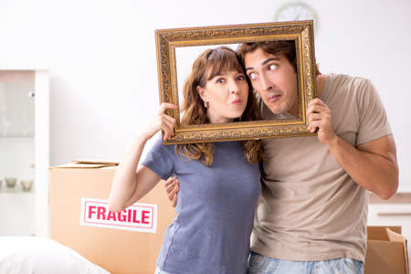 Young pair moving to new appartment