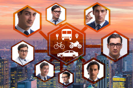 Ridesharing and carpooling concept in the city