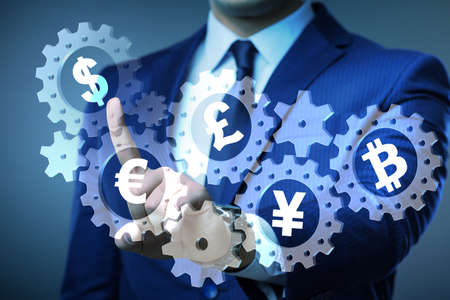 Concept of various main currencies including bitcoinの写真素材