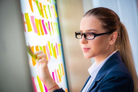 Beautiful female employee with many conflicting priorities
