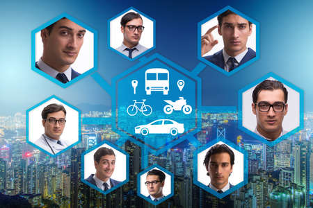 Ridesharing and carpooling concept in the city