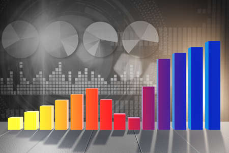 Bar chart showing growth - 3d rendering