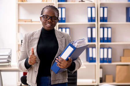 Black female lawyer in courthouse