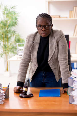 Black female lawyer in courthouseの写真素材