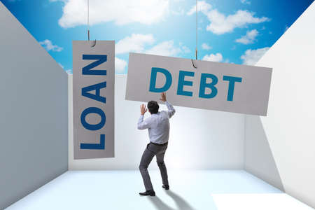 Businessman in debt and loan concept