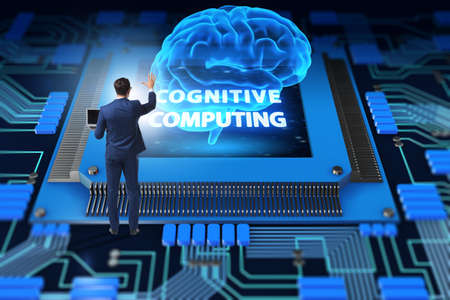 Cognitive computing concept as future technology with businessma