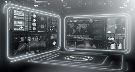 Abstract data room with futuristic design - 3d renderingの写真素材