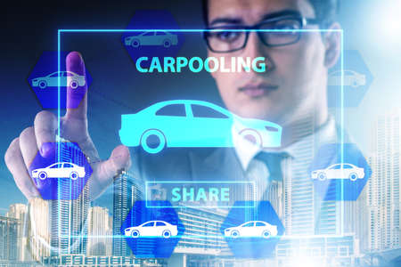 Businessman in carpooling and carsharing conceptの写真素材