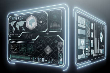 Abstract data room with futuristic design - 3d rendering