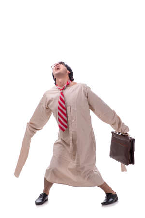 Young mad man isolated on whiteの写真素材