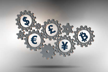 Concept of various currencies - 3d renderingの写真素材