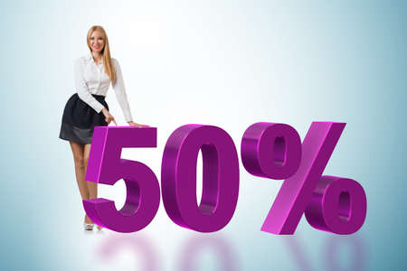 Woman in 50 percent sale conceptの写真素材