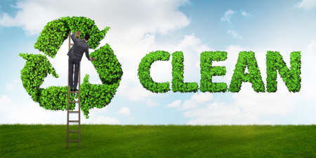 Businessman in recycling ecological conceptの写真素材