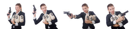 Woman gangster with gun and money