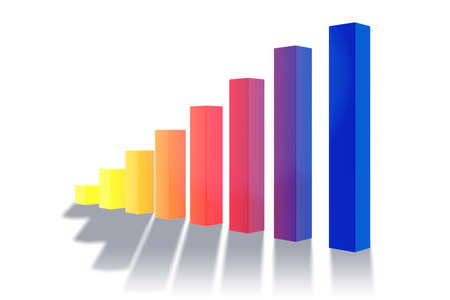 Bar chart showing growth - 3d rendering