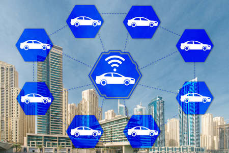 Ridesharing and carpooling concept in the city