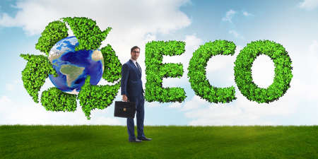 Businessman in recycling ecological conceptの写真素材