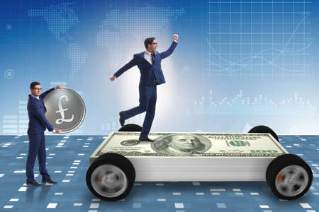 Businessman in the business concept with dollar carの写真素材