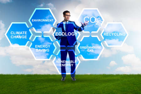 Businessman in ecology and environment conceptの写真素材