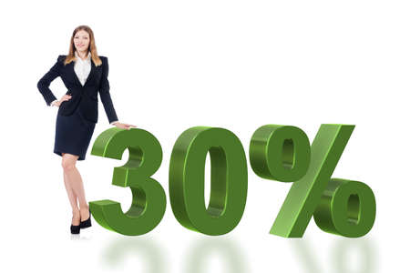 Woman in 30 percent sale concept