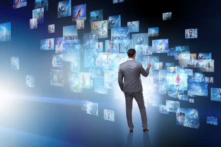 Concept of streaming video with businessman