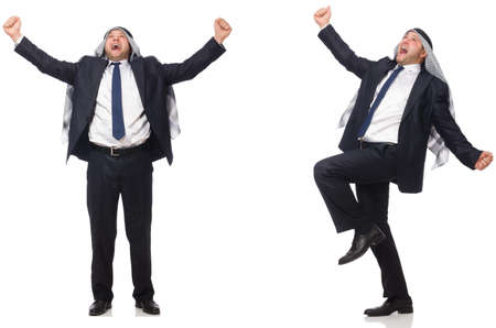 Arab businessman in suit isolated on whiteの写真素材