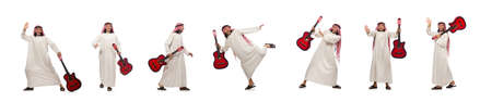 Arab man playing isolated on white