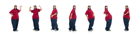 Overweight man isolated on the whiteの写真素材