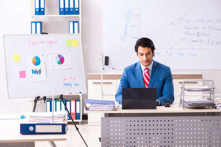 Male sales analyst in front of the whiteboardの写真素材