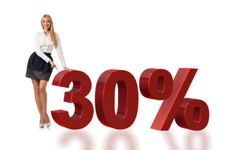 Woman in 30 percent sale conceptの写真素材