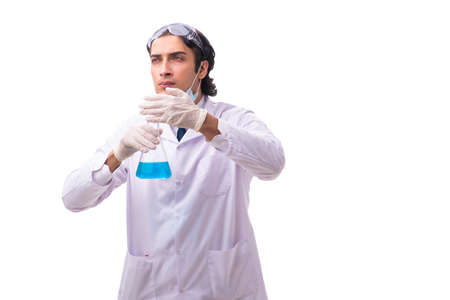 Young chemist isolated on white backgroundの写真素材