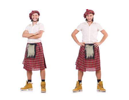 Happy Scotsman isolated on whiteの写真素材