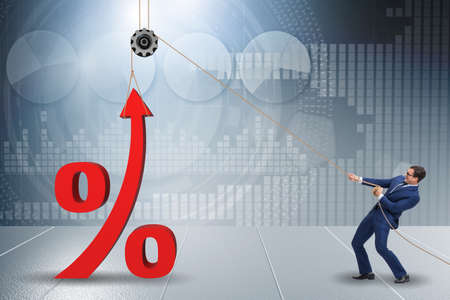 Businessman increasing interest rate in market