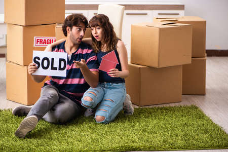 Young family selling their houseの写真素材