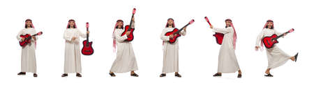 Arab man playing isolated on white