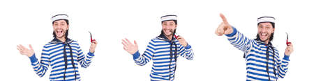 Funny sailor isolated on the whiteの写真素材