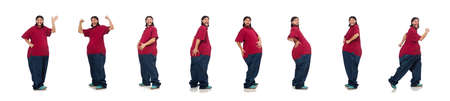 Overweight man isolated on the whiteの写真素材