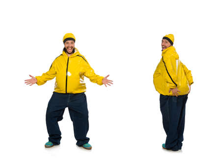 Overweight man isolated on the whiteの写真素材