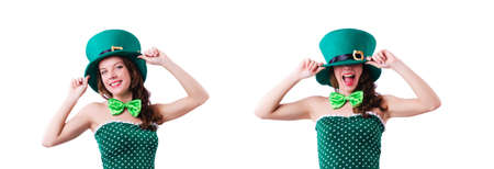 Young girl in saint patrick celebration conceptの写真素材